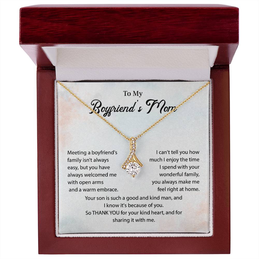 Boyfriend’s Mom Teardrop Necklace Gift with Card