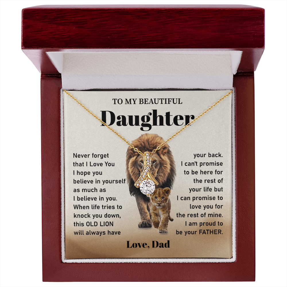 Daughter Necklace Gift from Dad Lion Message Card