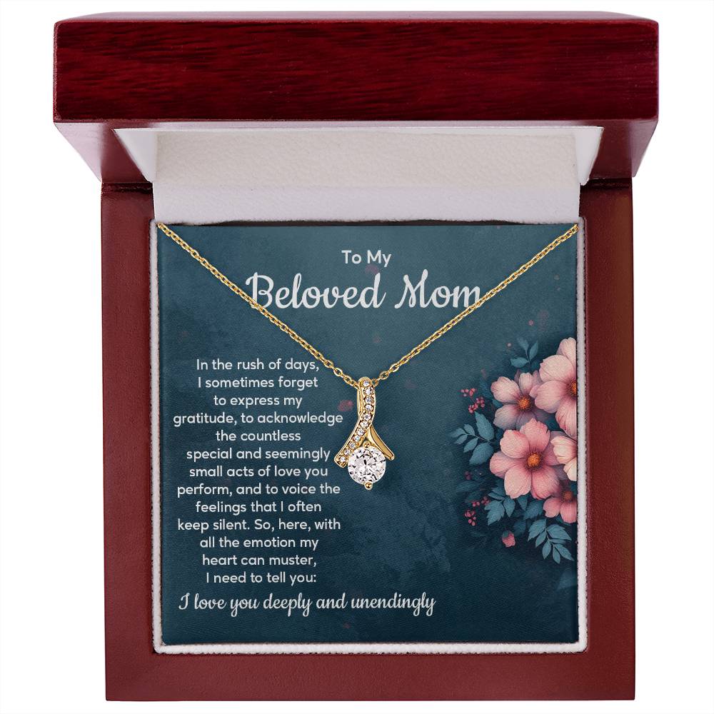 Beloved Mom Necklace Gift from Daughter with Message Card