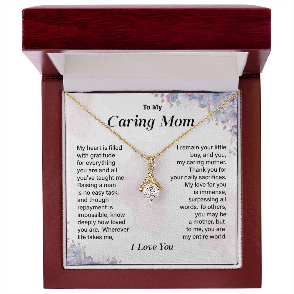 Mom Necklace Gift from Son with Appreciation Note