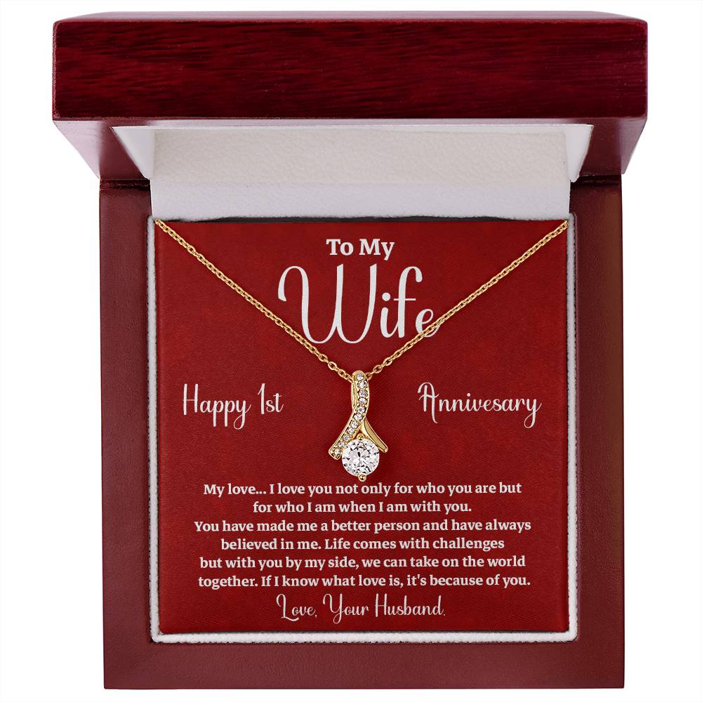1st Anniversary Gift for Wife from Husband Necklace with Message Card
