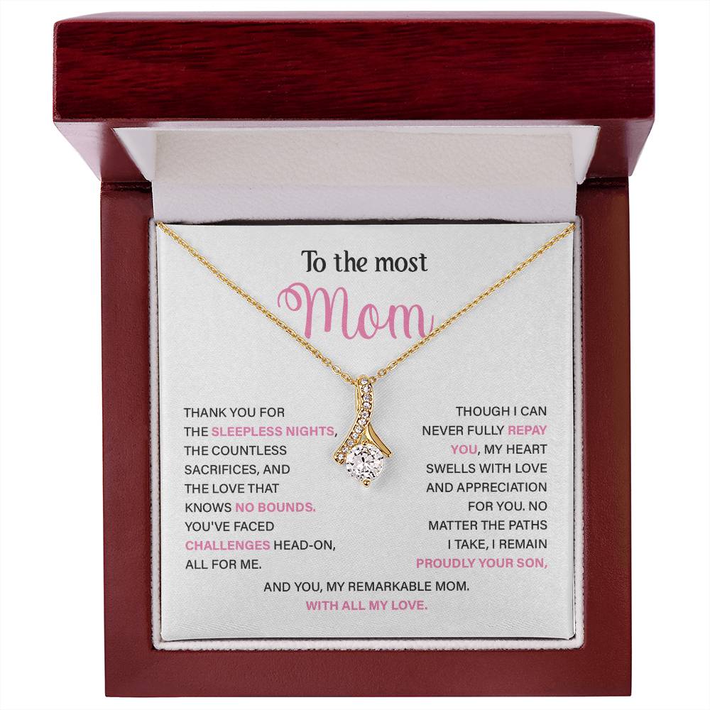 To The Most Mom Best Mother’s Day Jewelry Gift Birthday Necklace Gift Anniversary Necklace Gift Thoughtful Christmas Necklace Gift Appreciation Jewelry Gift Special Necklace Gift Special Pendant Necklace Gift Jewelry Gift With Message Card