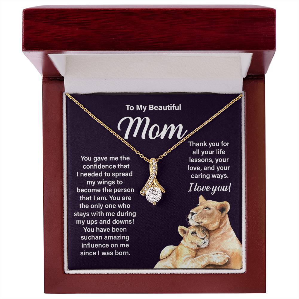 Mom Necklace Gift from Child – I Love You Message Card