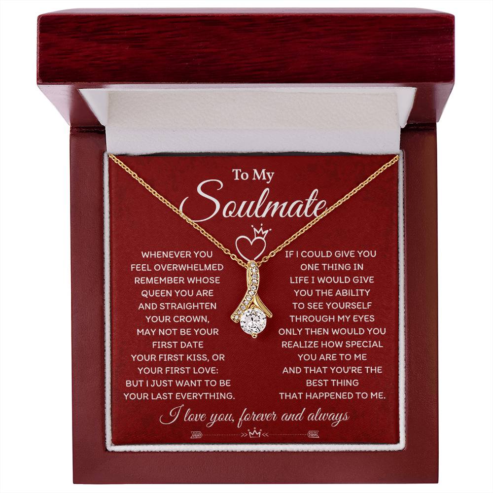 Soulmate Necklace Gift for Her Pendant with Message Card