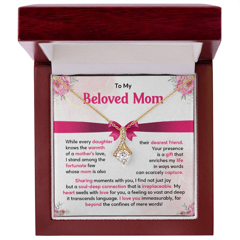 Mother Daughter Necklace Gift with Heartfelt Message Card