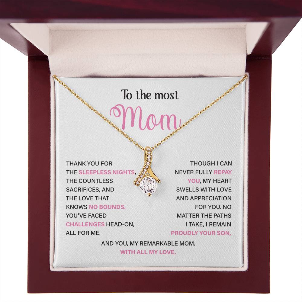 To The Most Mom Best Mother’s Day Jewelry Gift Birthday Necklace Gift Anniversary Necklace Gift Thoughtful Christmas Necklace Gift Appreciation Jewelry Gift Special Necklace Gift Special Pendant Necklace Gift Jewelry Gift With Message Card