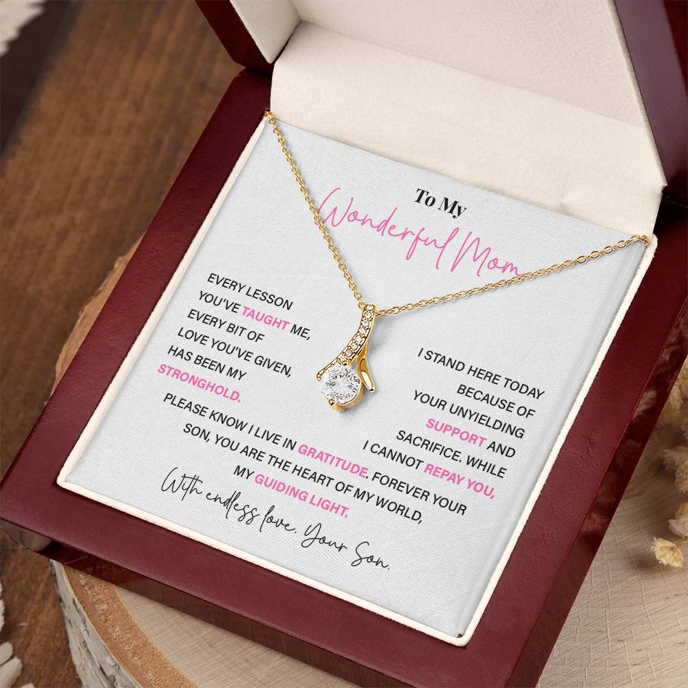 To My Wonderful Mom Thoughtful Birthday Necklace For Mom Best Mother’s Day Gift Christmas Necklace Heartfelt Anniversary Necklace Heartfelt Anniversary Necklace