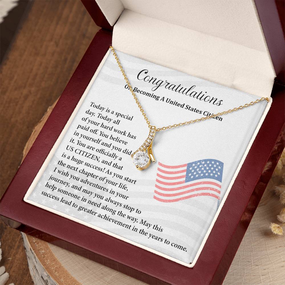 Congratulations Necklace For New U.s. Citizen Gift For New U.s. Patriot Necklace For New Journey As U.s. Citizen Gift For U.s. Citizenship Ceremony Necklace With Message Of Success Necklace For New Chapter In Life Gift For U.s. Patriot