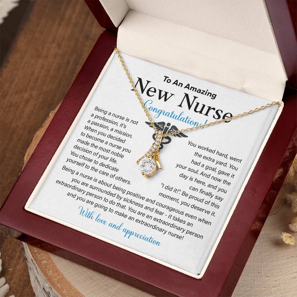 New Nurse Necklace Gift with Congratulations Card