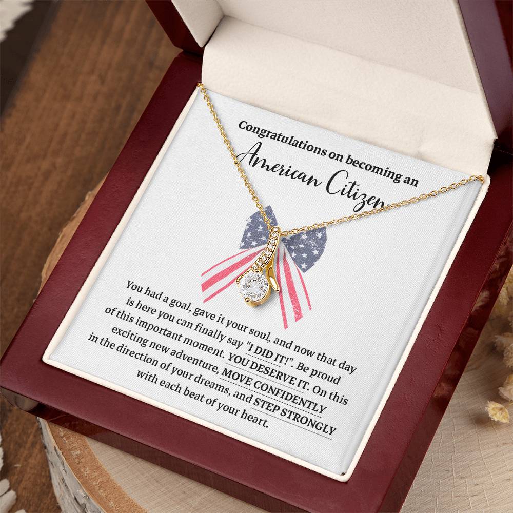 Congratulations Necklace For New American Citizen Necklace For New American Citizen Necklace With Citizenship Message  Gift For New American Adventure Necklace For U.s. Patriot Achievement Necklace For New U.s. Citizen Journey