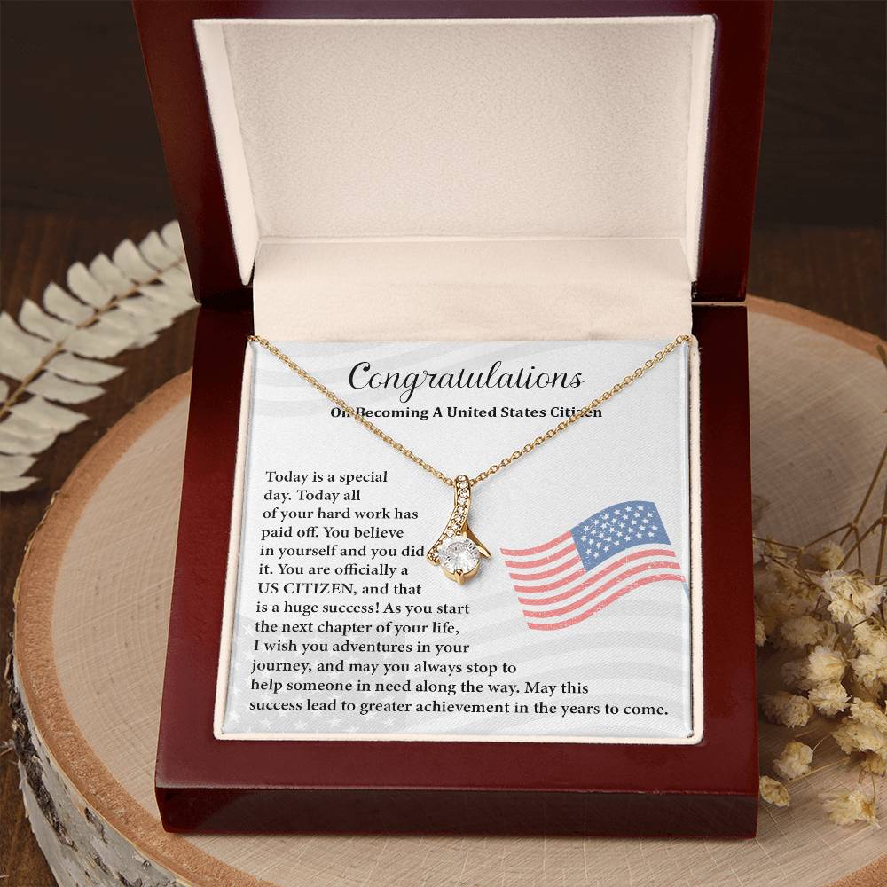 Congratulations Necklace For New U.s. Citizen Gift For New U.s. Patriot Necklace For New Journey As U.s. Citizen Gift For U.s. Citizenship Ceremony Necklace With Message Of Success Necklace For New Chapter In Life Gift For U.s. Patriot