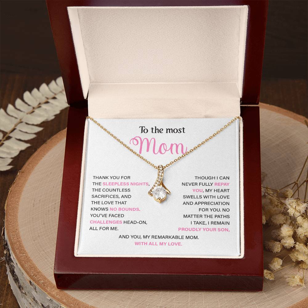 To The Most Mom Best Mother’s Day Jewelry Gift Birthday Necklace Gift Anniversary Necklace Gift Thoughtful Christmas Necklace Gift Appreciation Jewelry Gift Special Necklace Gift Special Pendant Necklace Gift Jewelry Gift With Message Card