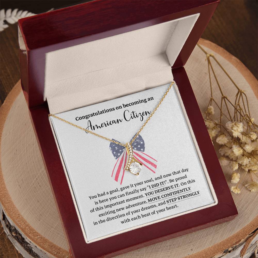 Congratulations Necklace For New American Citizen Necklace For New American Citizen Necklace With Citizenship Message  Gift For New American Adventure Necklace For U.s. Patriot Achievement Necklace For New U.s. Citizen Journey