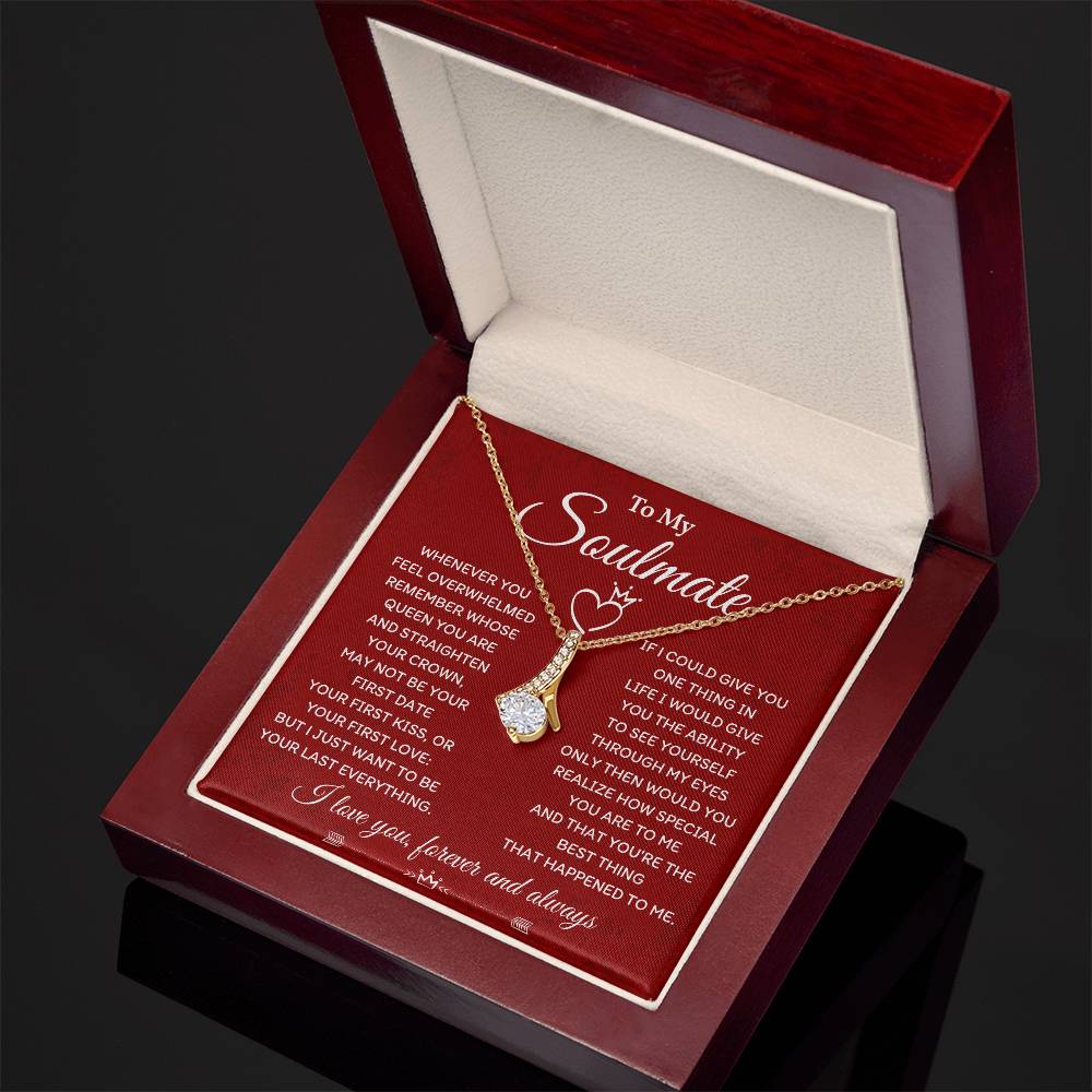 Soulmate Necklace Gift for Her Pendant with Message Card
