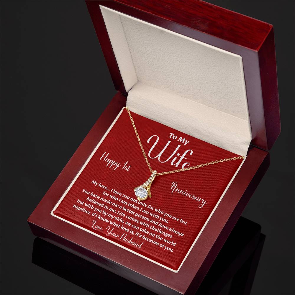 1st Anniversary Gift for Wife from Husband Necklace with Message Card