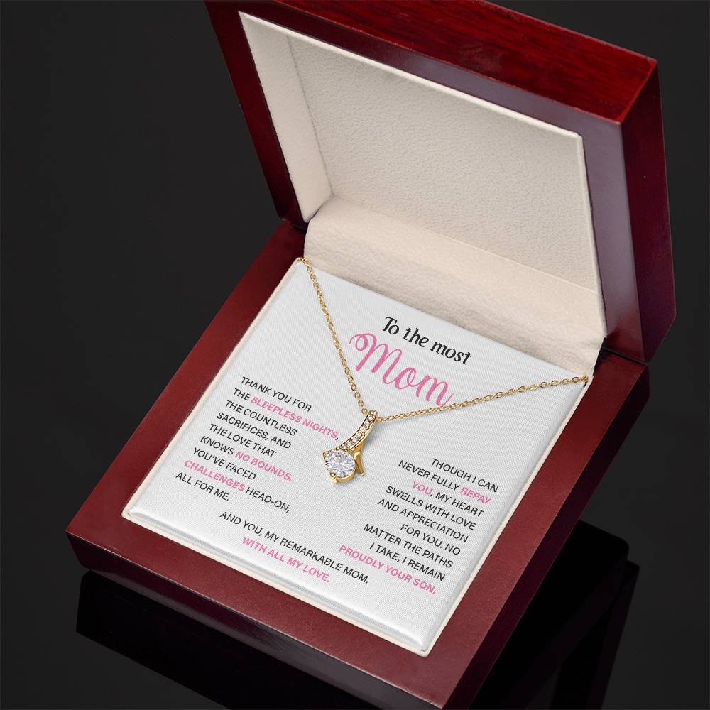 To The Most Mom Best Mother’s Day Jewelry Gift Birthday Necklace Gift Anniversary Necklace Gift Thoughtful Christmas Necklace Gift Appreciation Jewelry Gift Special Necklace Gift Special Pendant Necklace Gift Jewelry Gift With Message Card