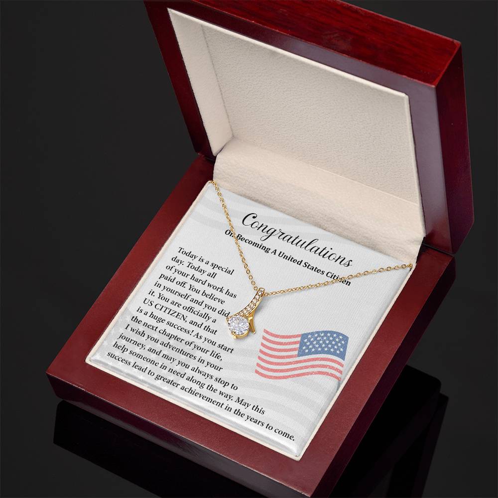 Congratulations Necklace For New U.s. Citizen Gift For New U.s. Patriot Necklace For New Journey As U.s. Citizen Gift For U.s. Citizenship Ceremony Necklace With Message Of Success Necklace For New Chapter In Life Gift For U.s. Patriot