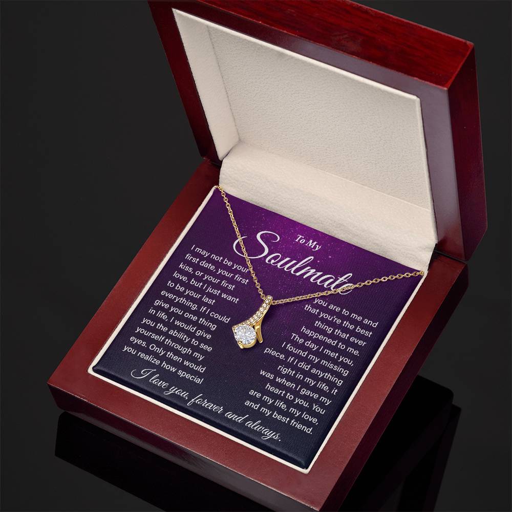 Soulmate Love Knot Necklace Purple Galaxy Message Card Gift