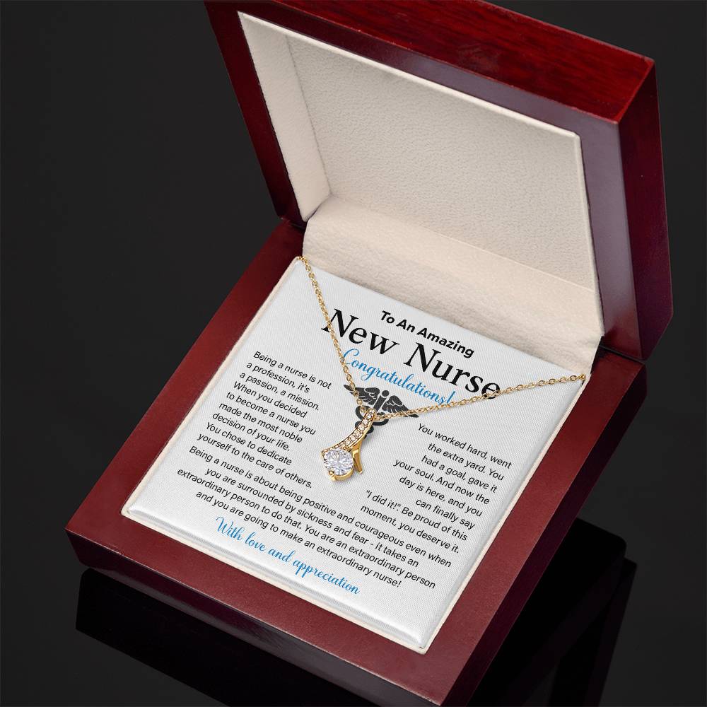 New Nurse Necklace Gift with Congratulations Card