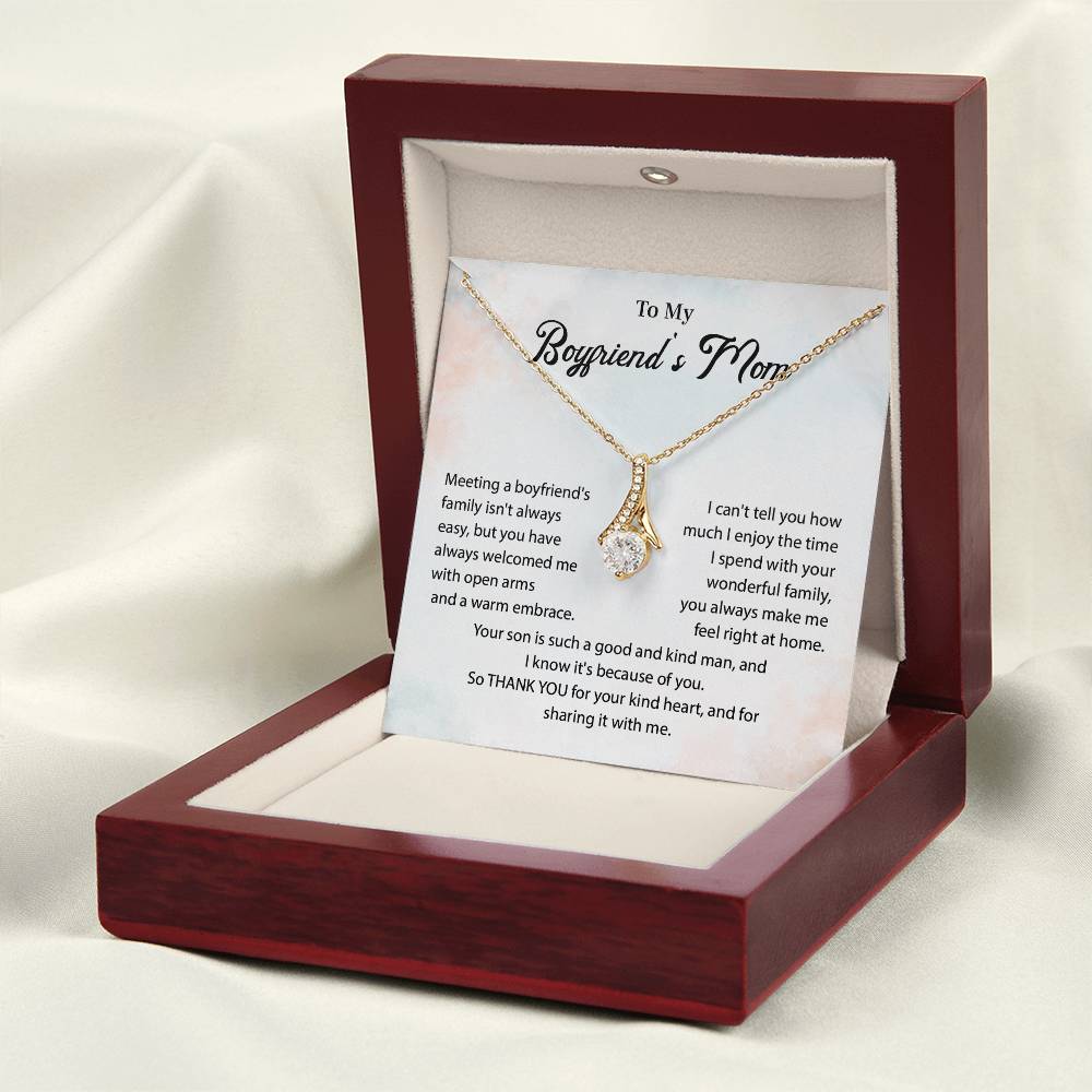 Boyfriend’s Mom Teardrop Necklace Gift with Card