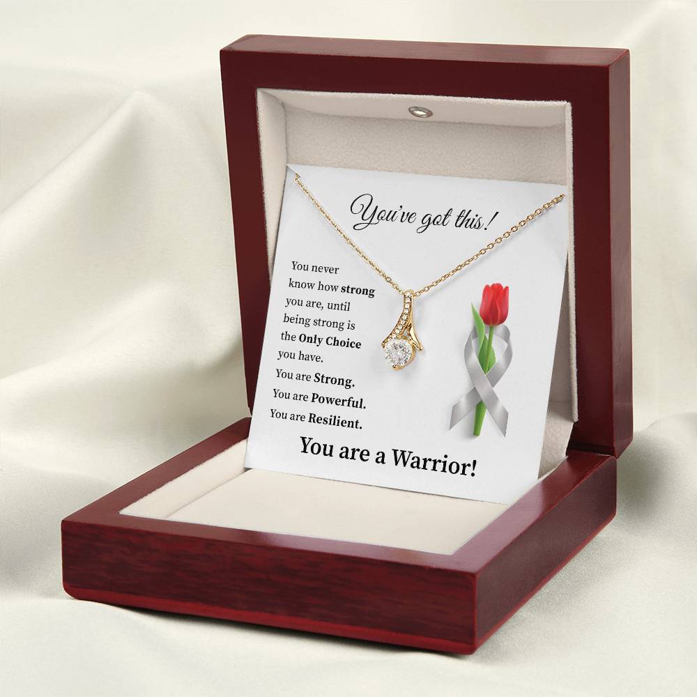 You Are a Warrior Silver Ribbon Necklace Strength & Support Gift for Her
