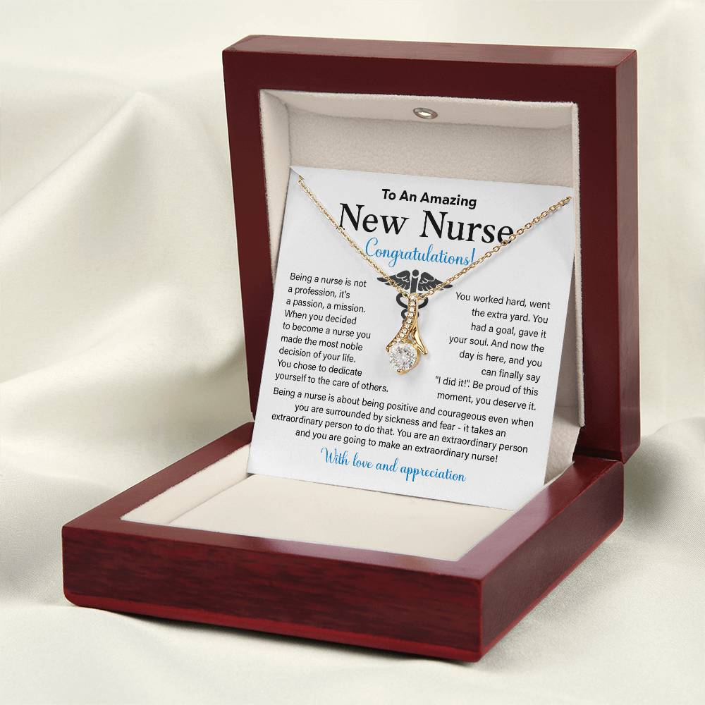 New Nurse Necklace Gift with Congratulations Card