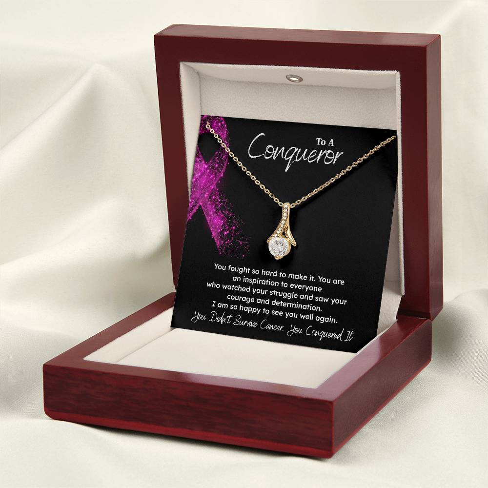 A Conqueror Fighting cancer jewelry Conqueror necklace Meaningful gift Supportive gift for cancer warriors You are strong necklace Braver necklace Stronger necklace Breast cancer necklace for soulmate Breast cancer necklace for soulmate