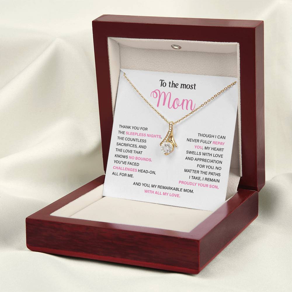 To The Most Mom Best Mother’s Day Jewelry Gift Birthday Necklace Gift Anniversary Necklace Gift Thoughtful Christmas Necklace Gift Appreciation Jewelry Gift Special Necklace Gift Special Pendant Necklace Gift Jewelry Gift With Message Card