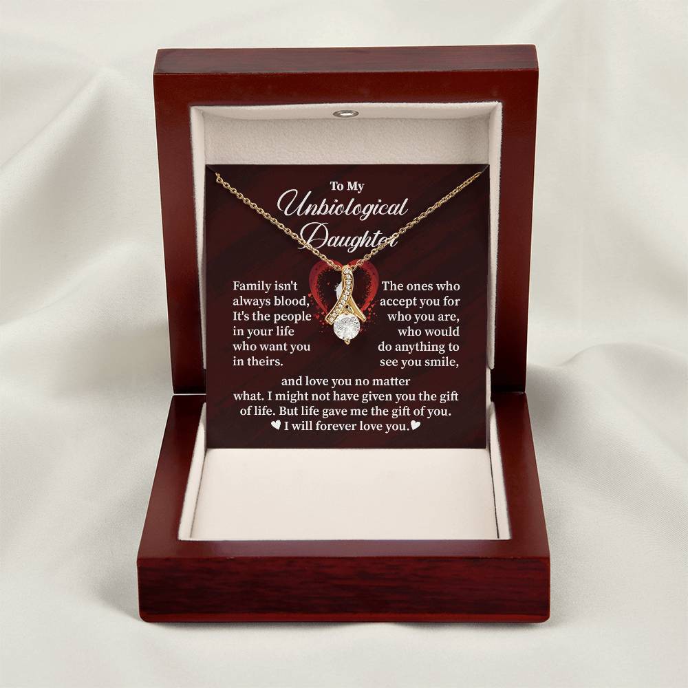 Unbiological Daughter Necklace Gift with Card