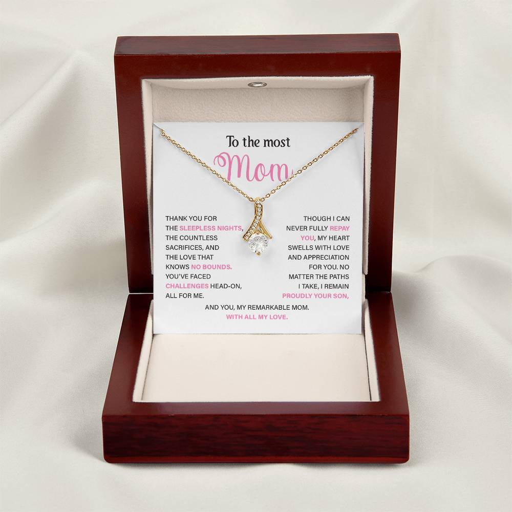 To The Most Mom Best Mother’s Day Jewelry Gift Birthday Necklace Gift Anniversary Necklace Gift Thoughtful Christmas Necklace Gift Appreciation Jewelry Gift Special Necklace Gift Special Pendant Necklace Gift Jewelry Gift With Message Card