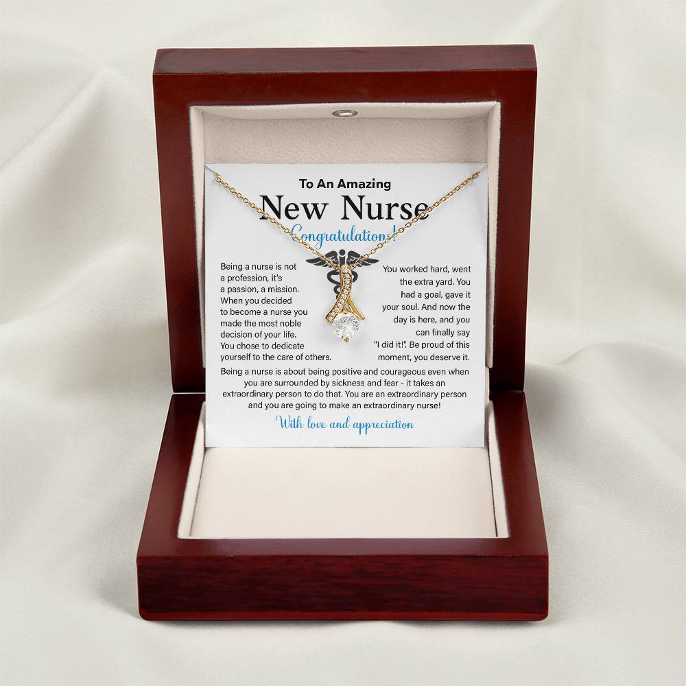 New Nurse Necklace Gift with Congratulations Card