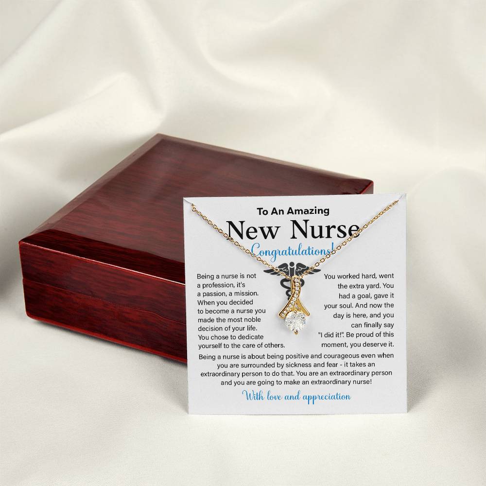 New Nurse Necklace Gift with Congratulations Card