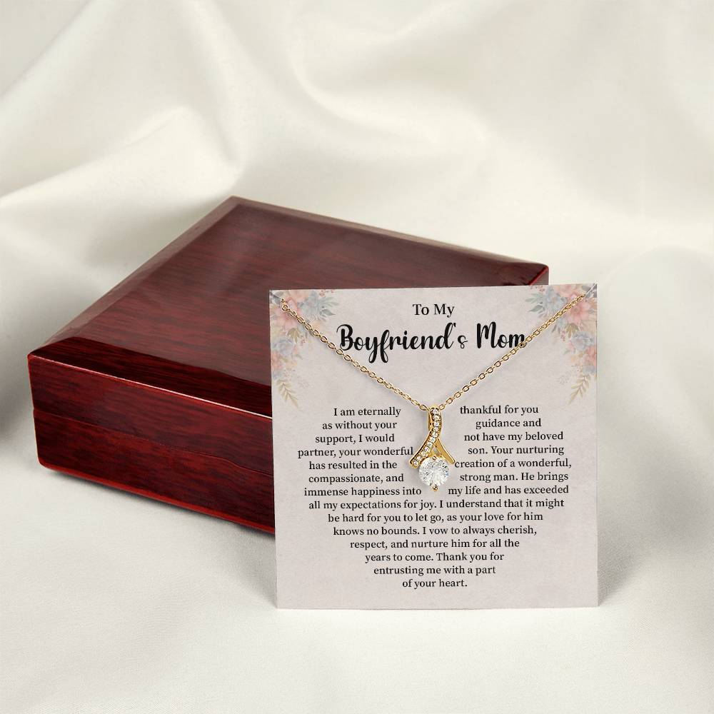 Boyfriend’s Mom Necklace Gift with Floral Card Design