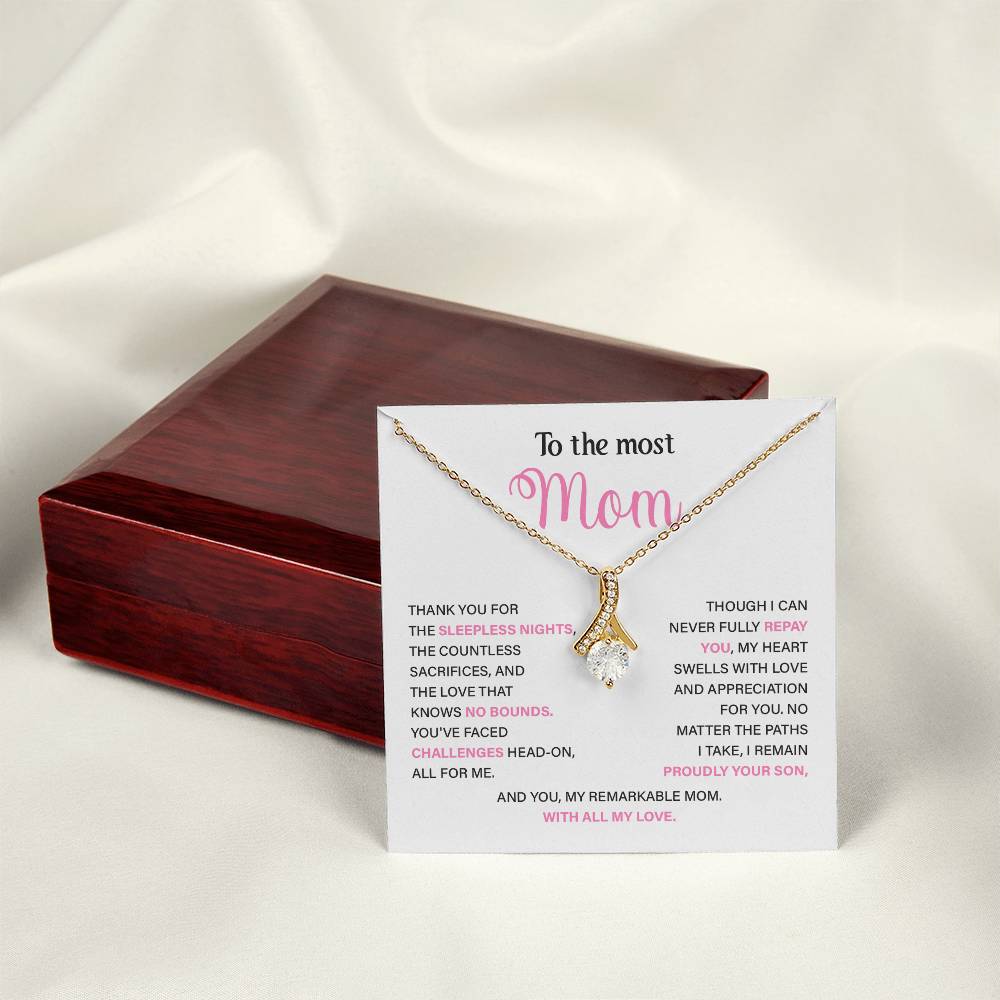 To The Most Mom Best Mother’s Day Jewelry Gift Birthday Necklace Gift Anniversary Necklace Gift Thoughtful Christmas Necklace Gift Appreciation Jewelry Gift Special Necklace Gift Special Pendant Necklace Gift Jewelry Gift With Message Card