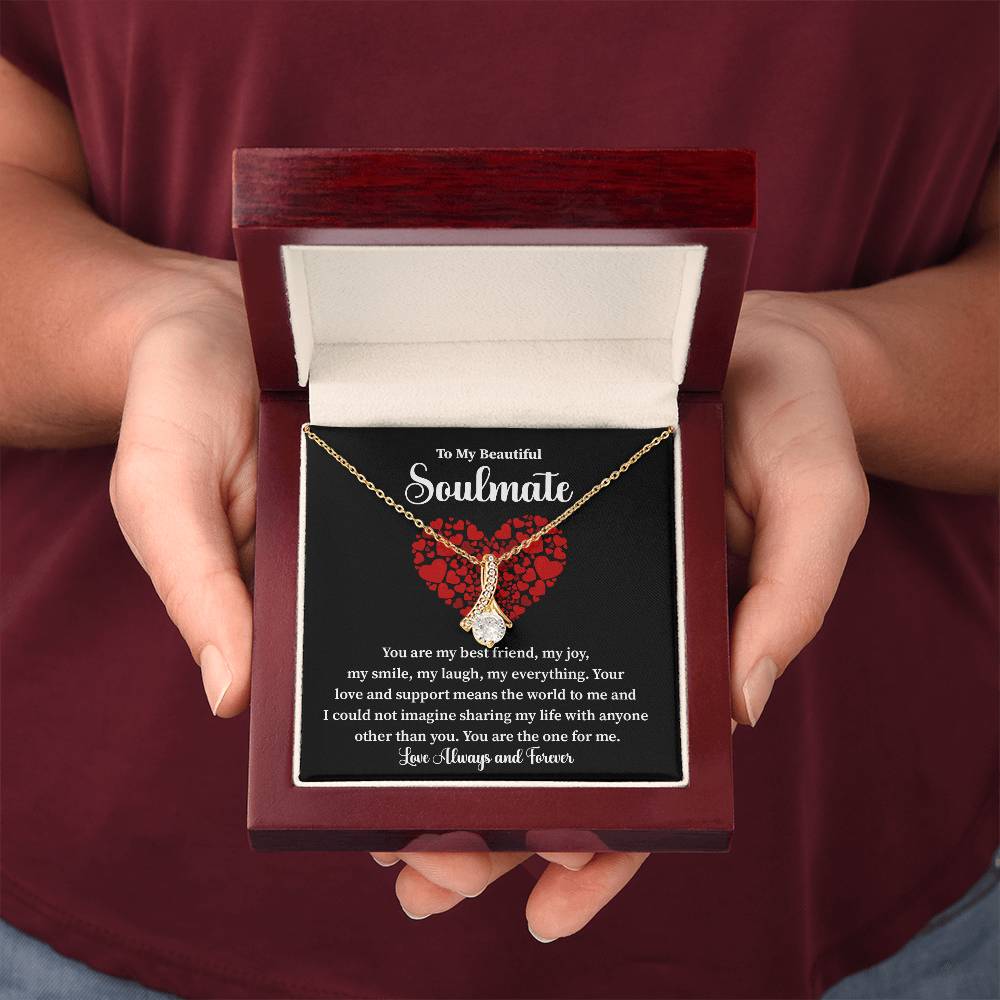 Soulmate Necklace Gift for Her with Love Note Card