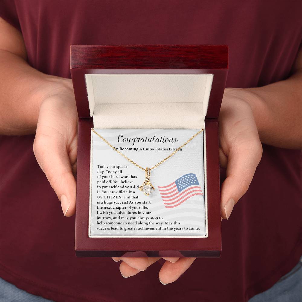 Congratulations Necklace For New U.s. Citizen Gift For New U.s. Patriot Necklace For New Journey As U.s. Citizen Gift For U.s. Citizenship Ceremony Necklace With Message Of Success Necklace For New Chapter In Life Gift For U.s. Patriot