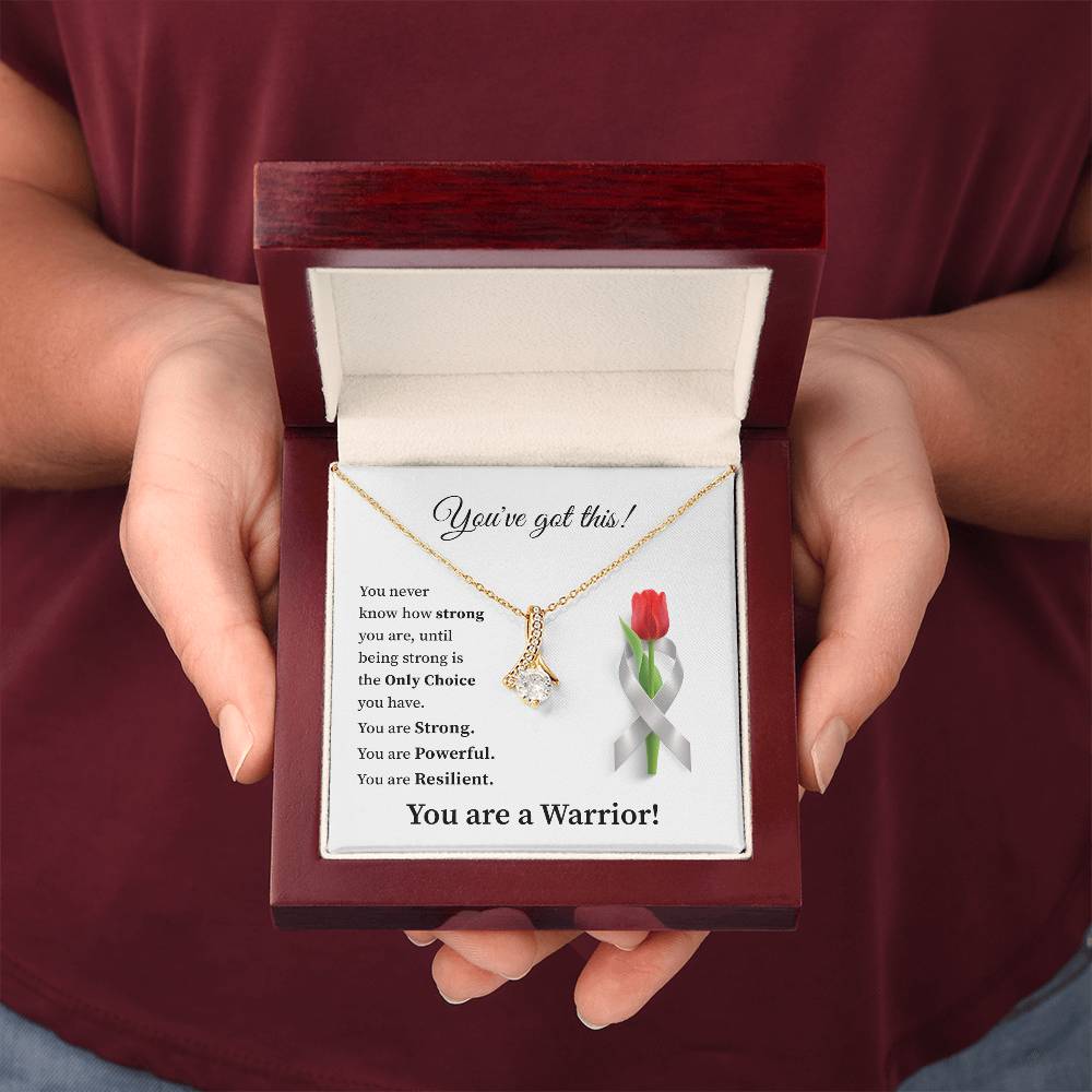 You Are a Warrior Silver Ribbon Necklace Strength & Support Gift for Her