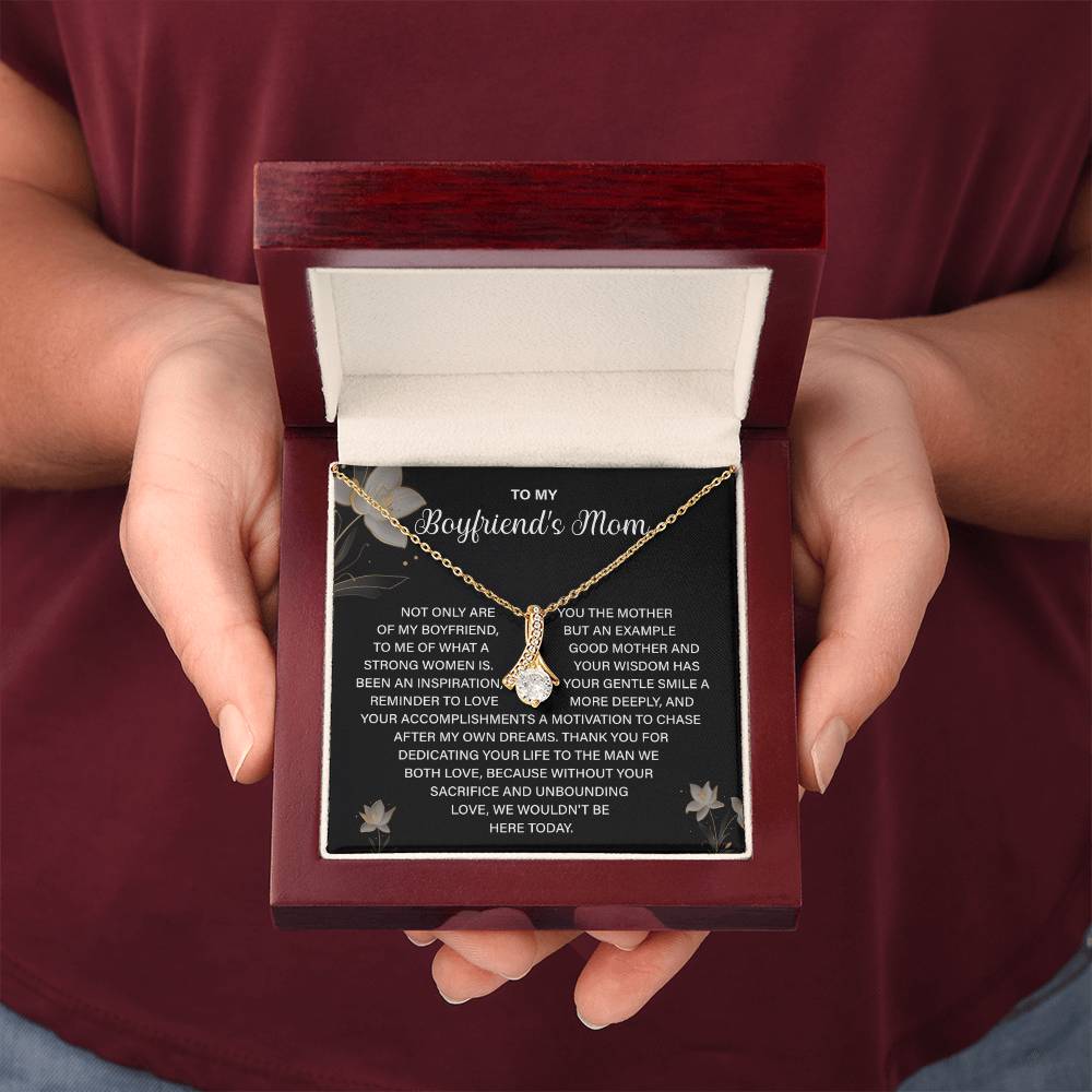 Boyfriend’s Mom Necklace Gift with Floral Message Card