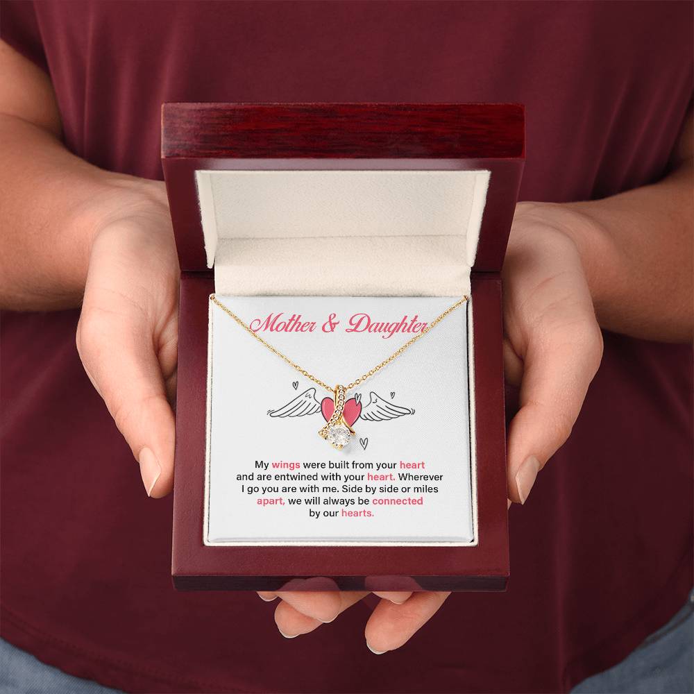 Mother Daughter Heart Necklace with Message Card