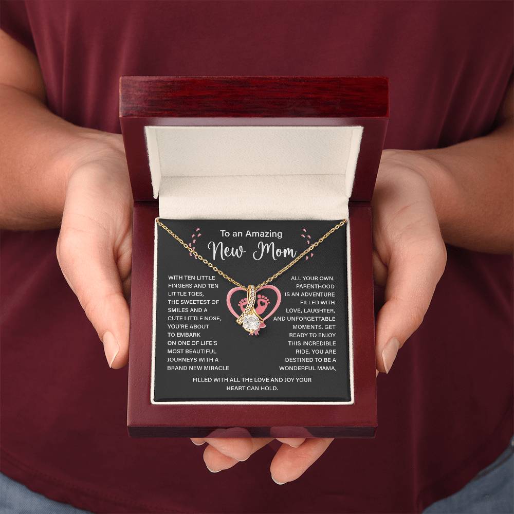 New Mom Necklace Gift with Message for Baby Shower