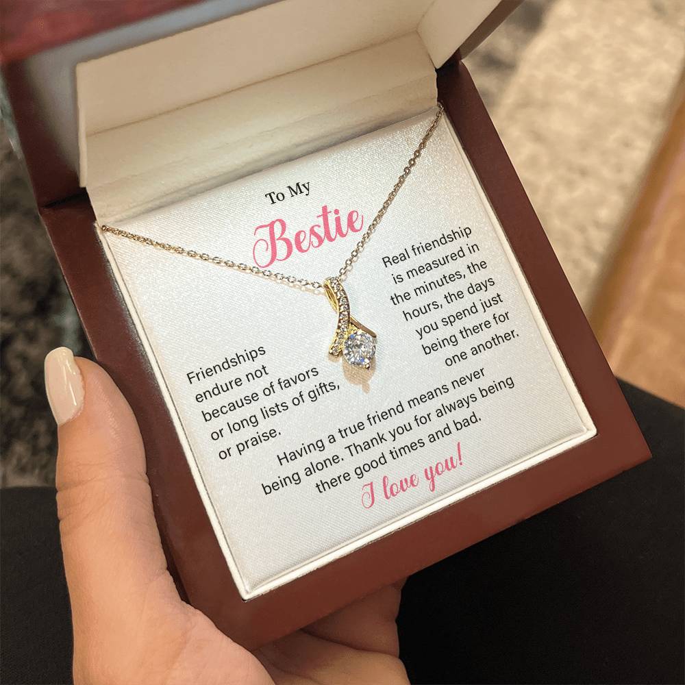Best Friend Necklace for Women Bestie Gift with Friendship Message Card and Wishbone Necklace
