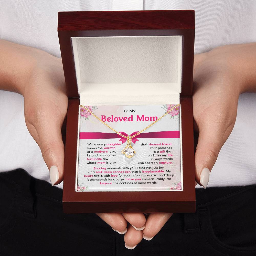 Mother Daughter Necklace Gift with Heartfelt Message Card