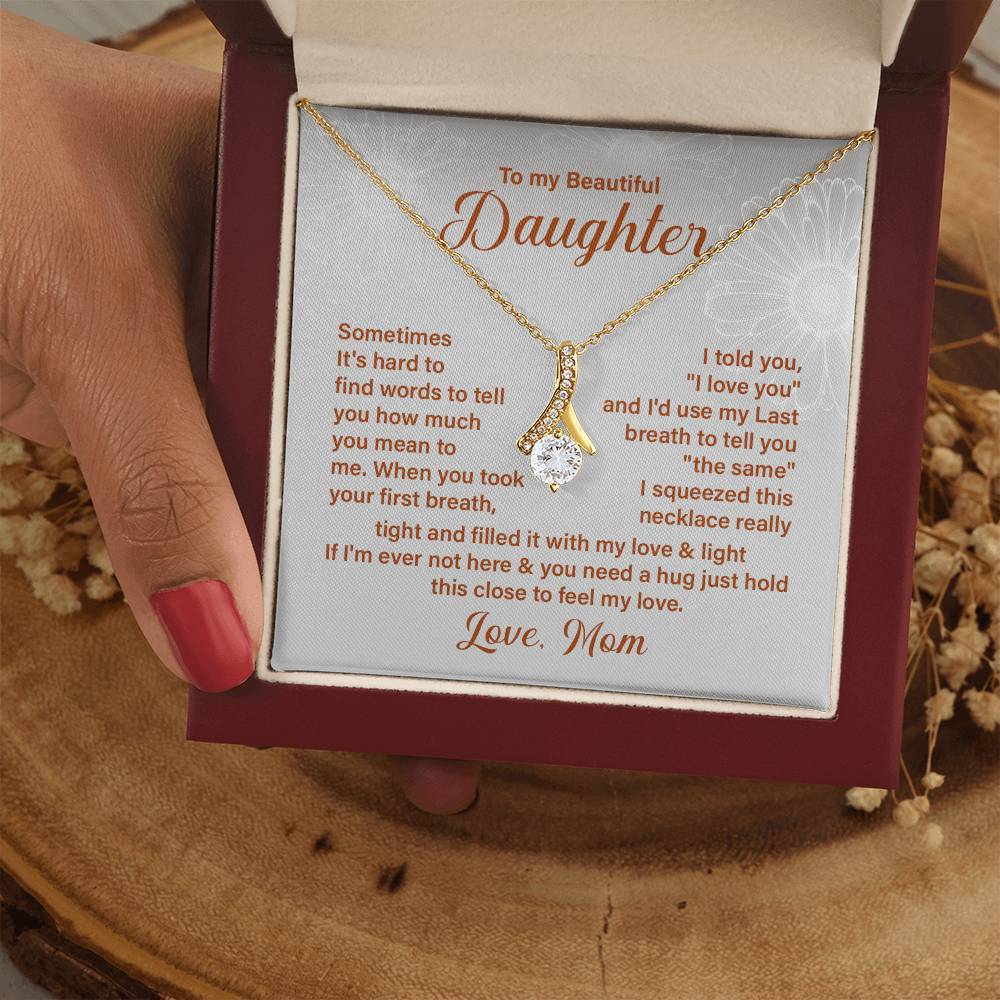 Daughter Necklace Gift from Mom – Message Card and Gift Box