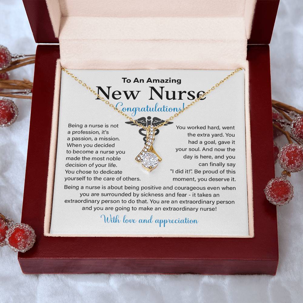 New Nurse Necklace Gift with Congratulations Card
