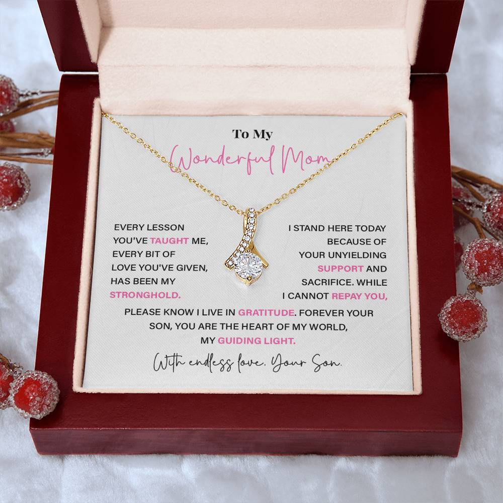 To My Wonderful Mom Thoughtful Birthday Necklace For Mom Best Mother’s Day Gift Christmas Necklace Heartfelt Anniversary Necklace Heartfelt Anniversary Necklace