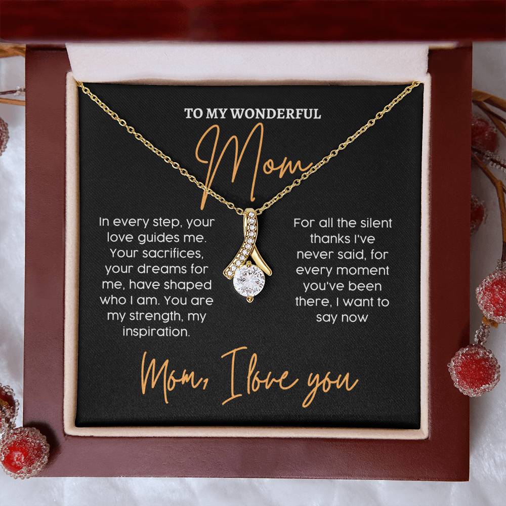 To My Wonderful Mom, Unique Mother’s Day Love Necklace Unique Engraved Mother's Day Pendant Unique Mother's Day Love Message Pendant Dreams For Me Necklace Appreciation Necklace Gift Gratitude Jewelry