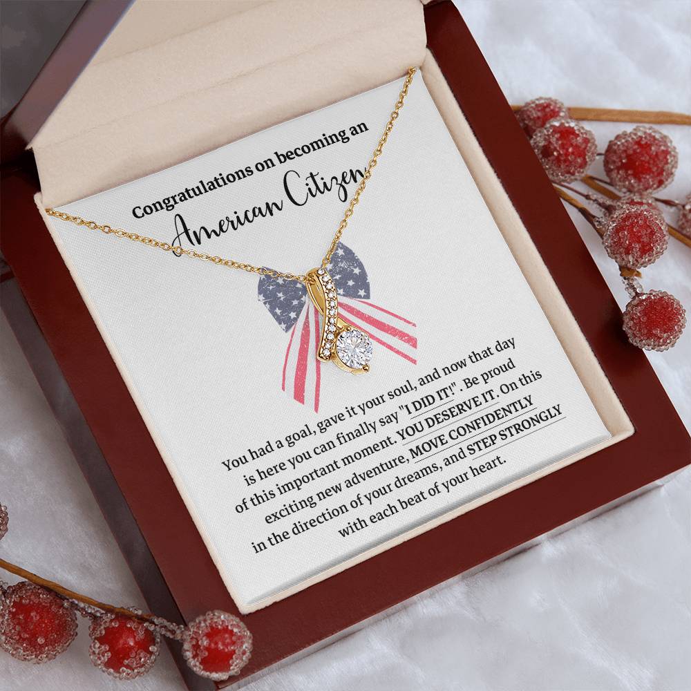 Congratulations Necklace For New American Citizen Necklace For New American Citizen Necklace With Citizenship Message  Gift For New American Adventure Necklace For U.s. Patriot Achievement Necklace For New U.s. Citizen Journey