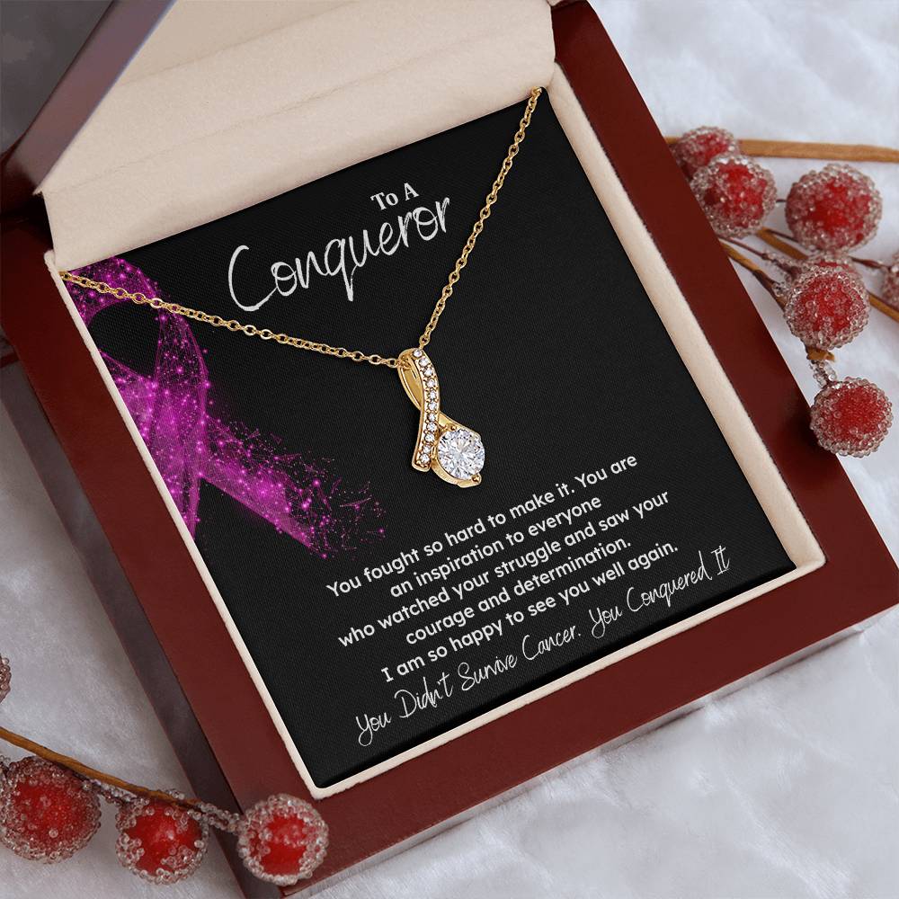 A Conqueror Fighting cancer jewelry Conqueror necklace Meaningful gift Supportive gift for cancer warriors You are strong necklace Braver necklace Stronger necklace Breast cancer necklace for soulmate Breast cancer necklace for soulmate