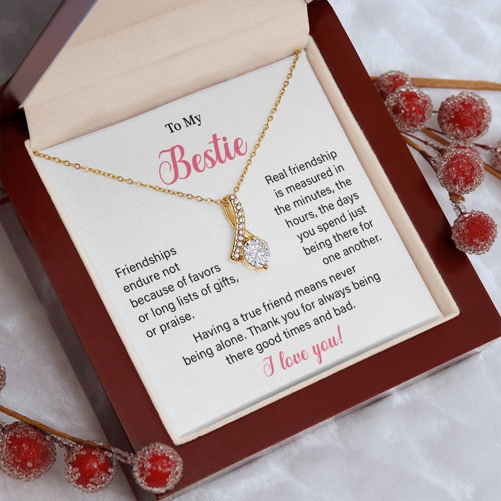Best Friend Necklace for Women Bestie Gift with Friendship Message Card and Wishbone Necklace