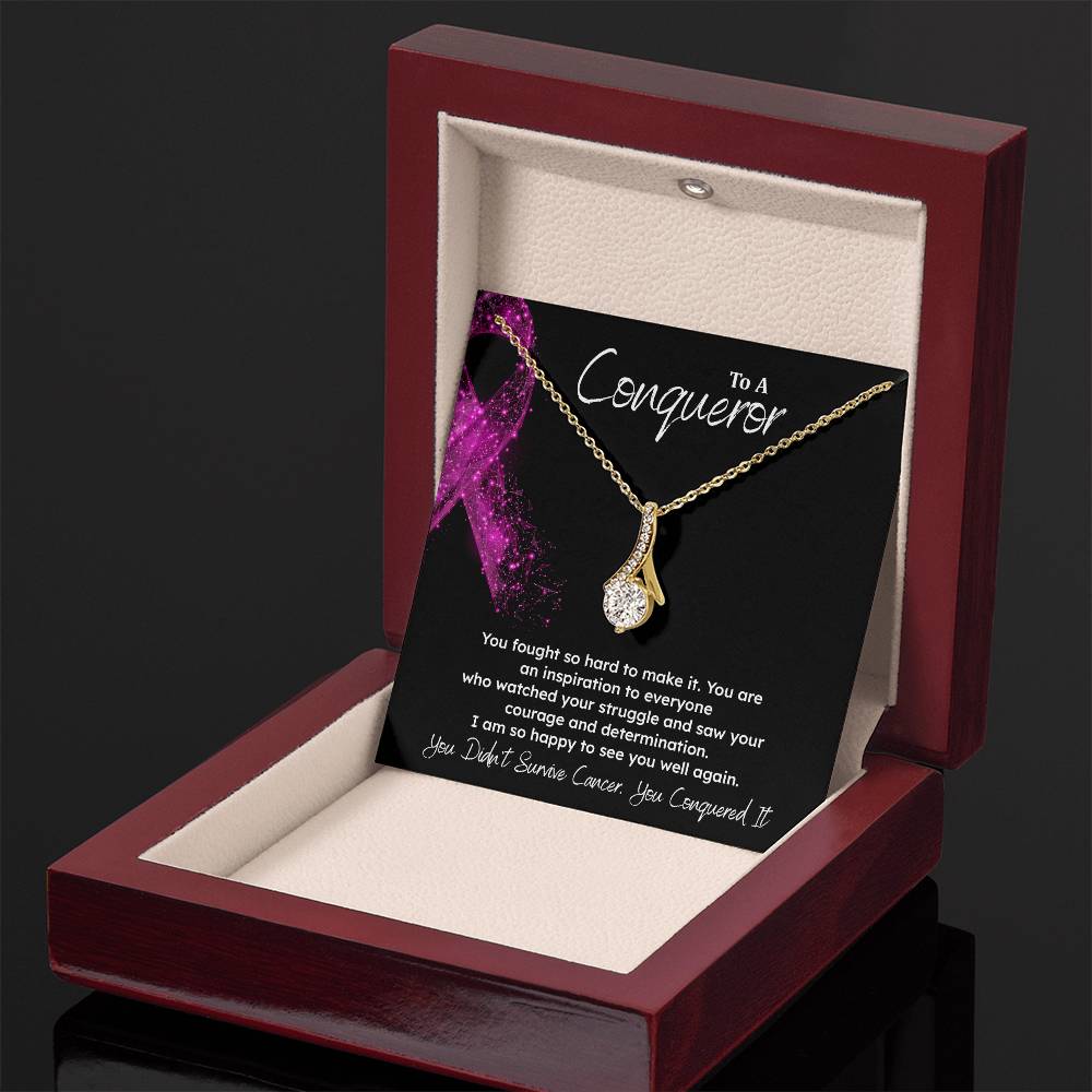 A Conqueror Fighting cancer jewelry Conqueror necklace Meaningful gift Supportive gift for cancer warriors You are strong necklace Braver necklace Stronger necklace Breast cancer necklace for soulmate Breast cancer necklace for soulmate